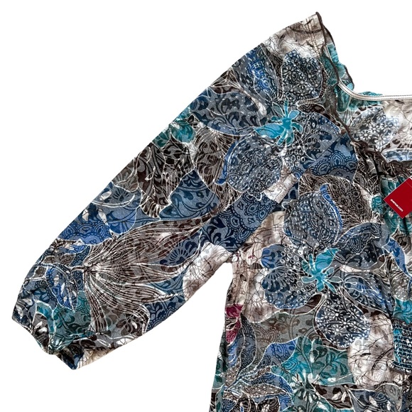 NWT Avenue Top Womens 18 Plus Sheer Floral Peasant Blouse Whimsical Fairy - Picture 3 of 10
